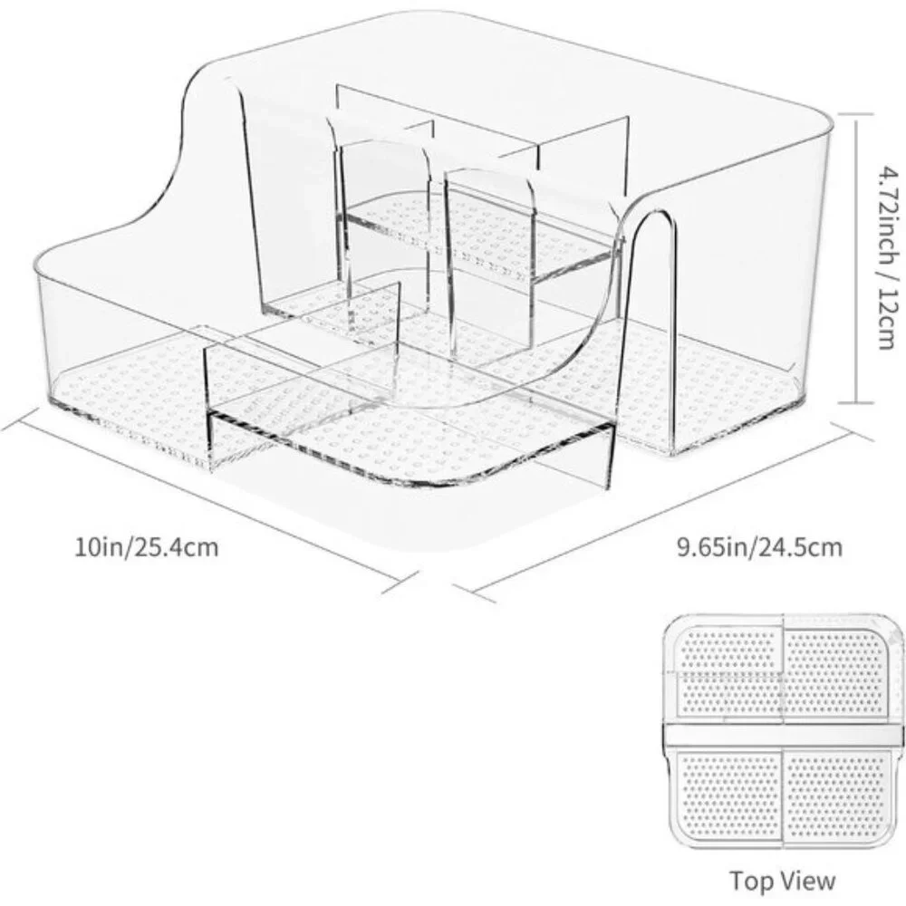 New Clear Makeup Organizer, 6-Compartment Vanity Storage for Cosmetics